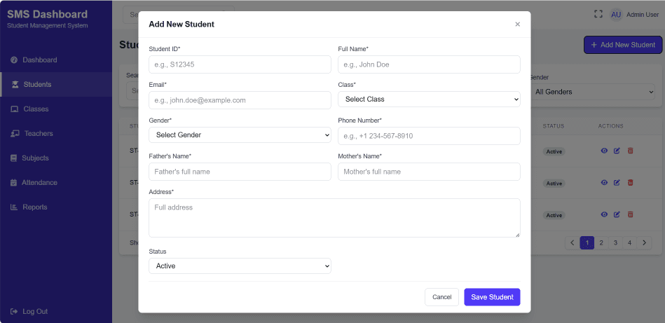 Student Add Form